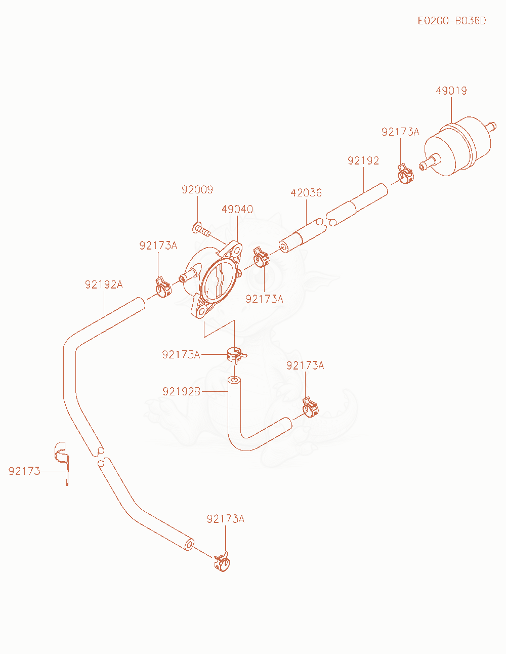 Despiece del Fuel-Tank / Fuel-Valve de un motor Kawasaki FS541V-CS30, con globos numerados