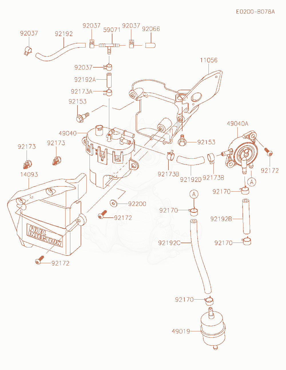 Exploded parts diagram of the Fuel-Tank / Fuel-Valve of a Kawasaki FS730V-AS70 engine, with numbered balloons