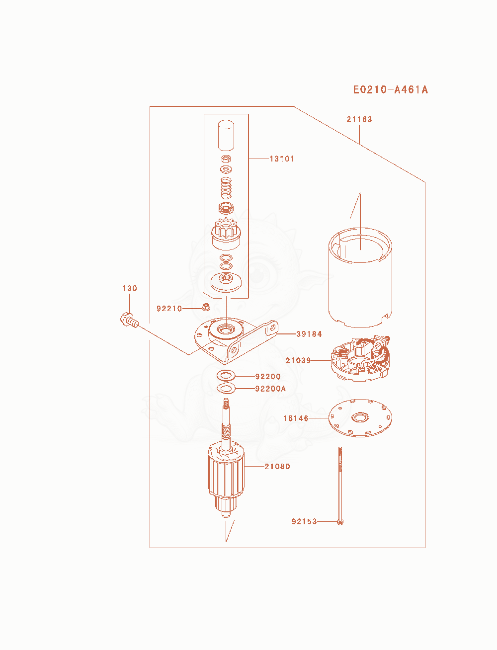 Exploded parts diagram of the Starter(Fh580-B86001-) of a Kawasaki FH580V-ES20 engine, with numbered balloons
