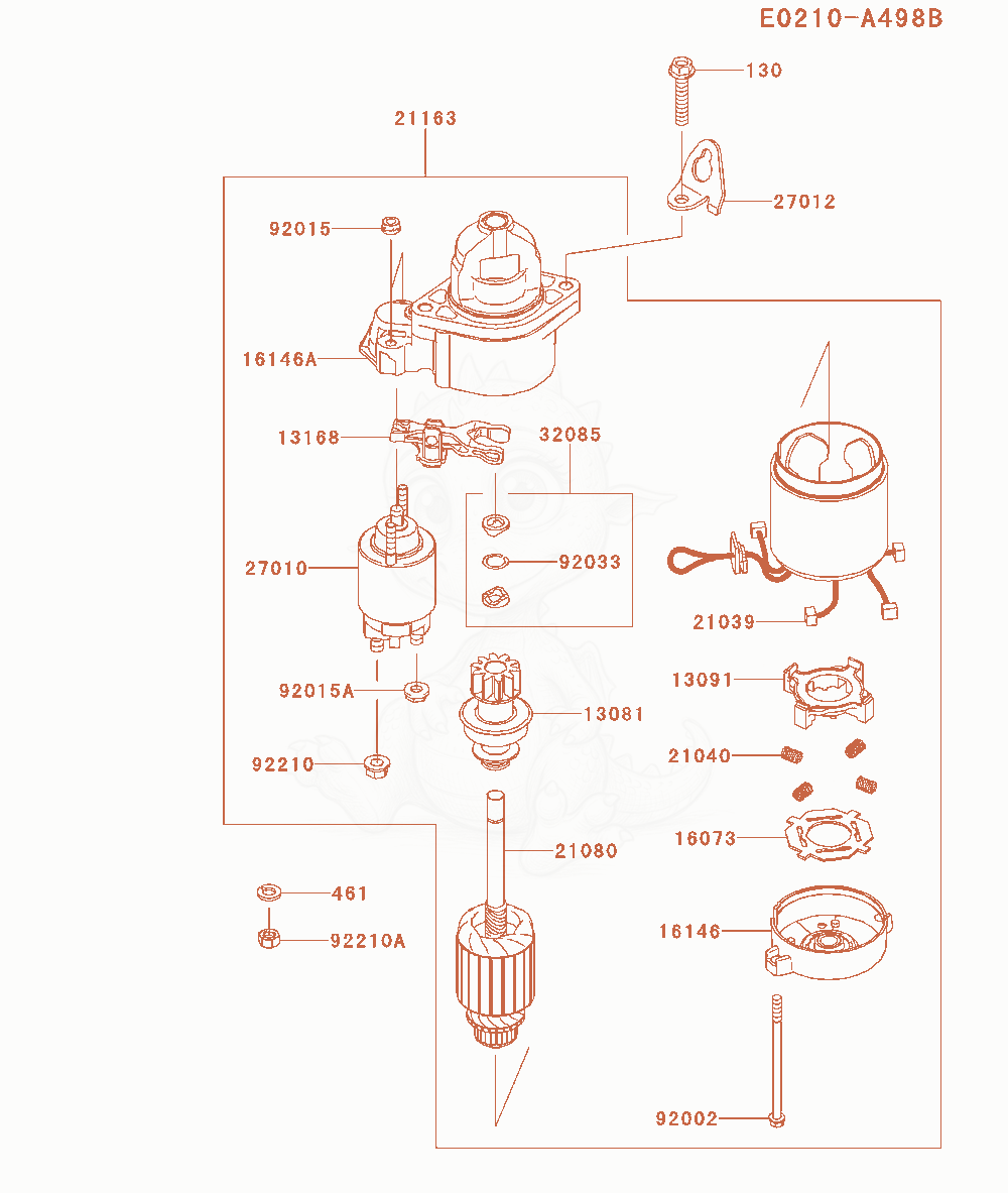 Exploded parts diagram of the Starter of a Kawasaki FX651V-AS04 engine, with numbered balloons