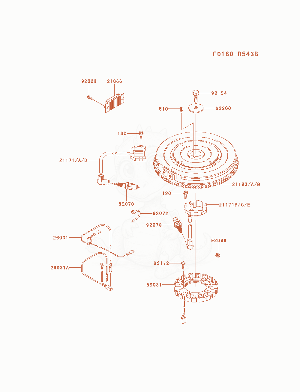 Despiece del Electric-Equipment de un motor Kawasaki FXT00V-AS09, con globos numerados