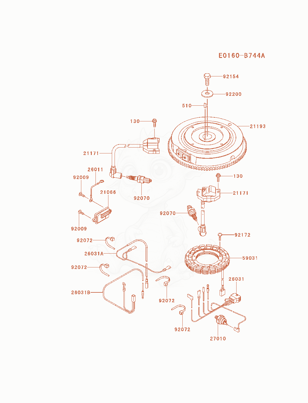 Exploded parts diagram of the Electric-Equipment of a Kawasaki FS600V-AS26 engine, with numbered balloons