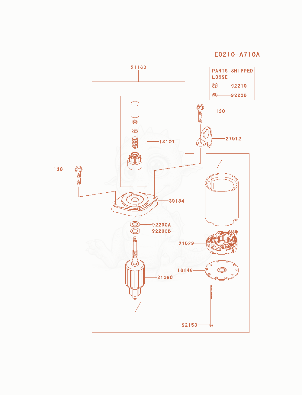 Exploded parts diagram of the Starter of a Kawasaki FS691V-AS20 engine, with numbered balloons