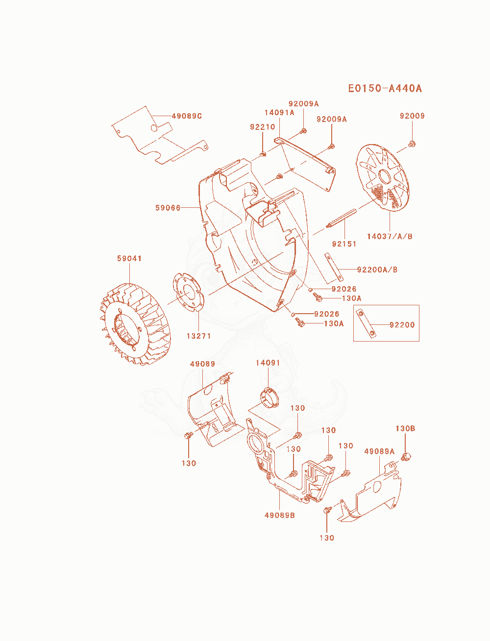 Despiece del Cooling-Equipment de un motor Kawasaki FH680D-AS05, con globos numerados