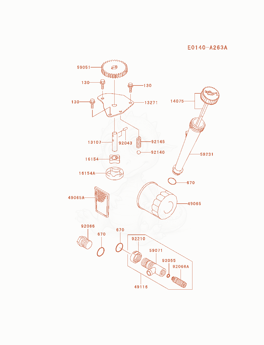 Despiece del Lubrication-Equipment de un motor Kawasaki FH580V-AS13, con globos numerados