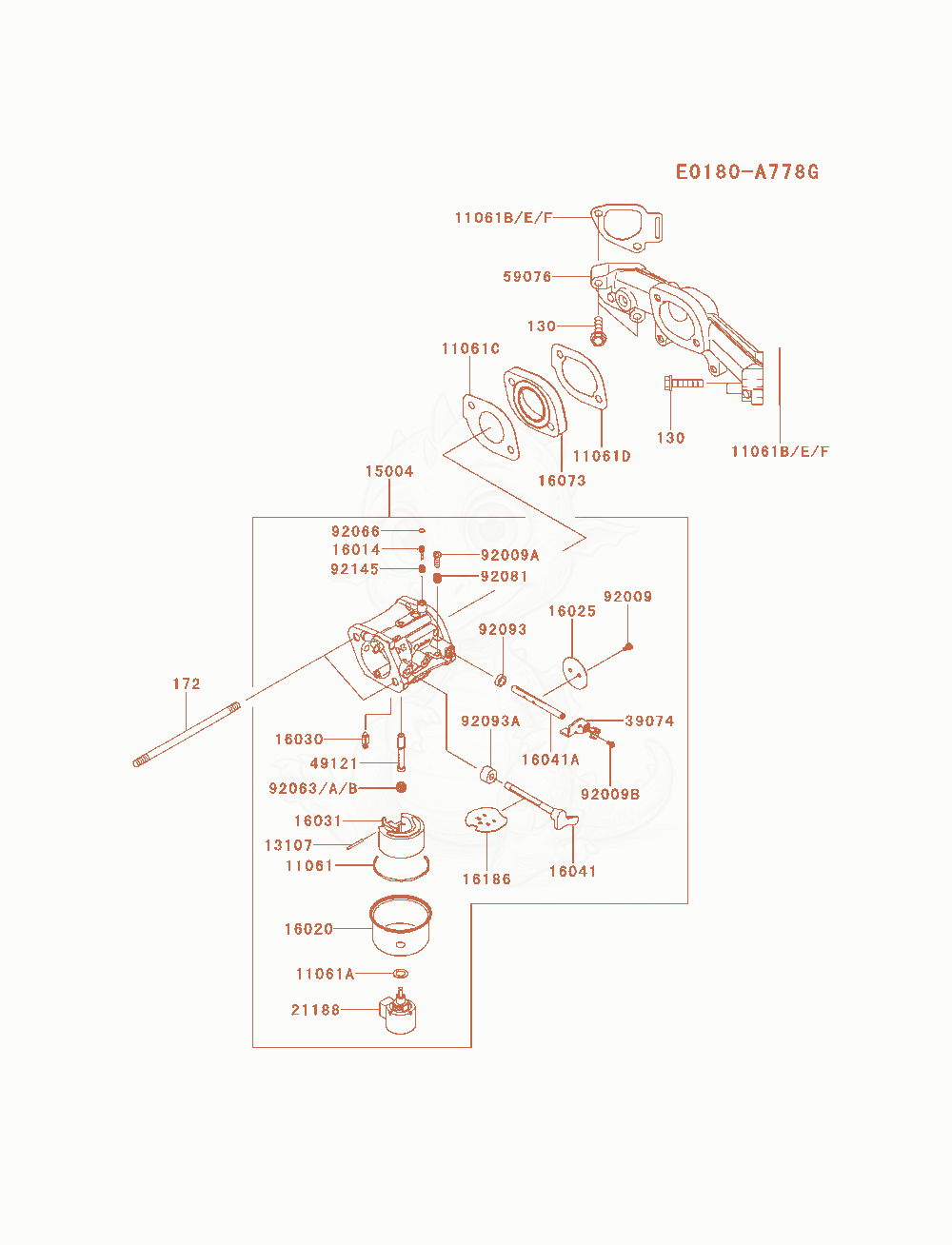 Exploded parts diagram of the Carburetor of a Kawasaki FR691V-AS00 engine, with numbered balloons