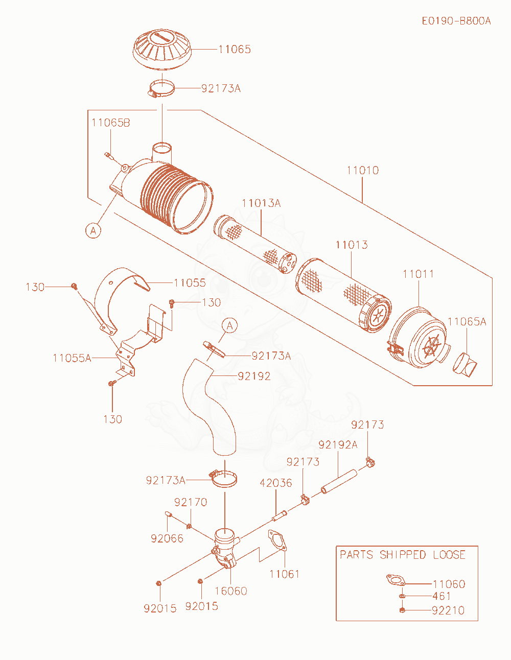 Exploded parts diagram of the Air-Filter / Muffler of a Kawasaki FX691V-AR00 engine, with numbered balloons