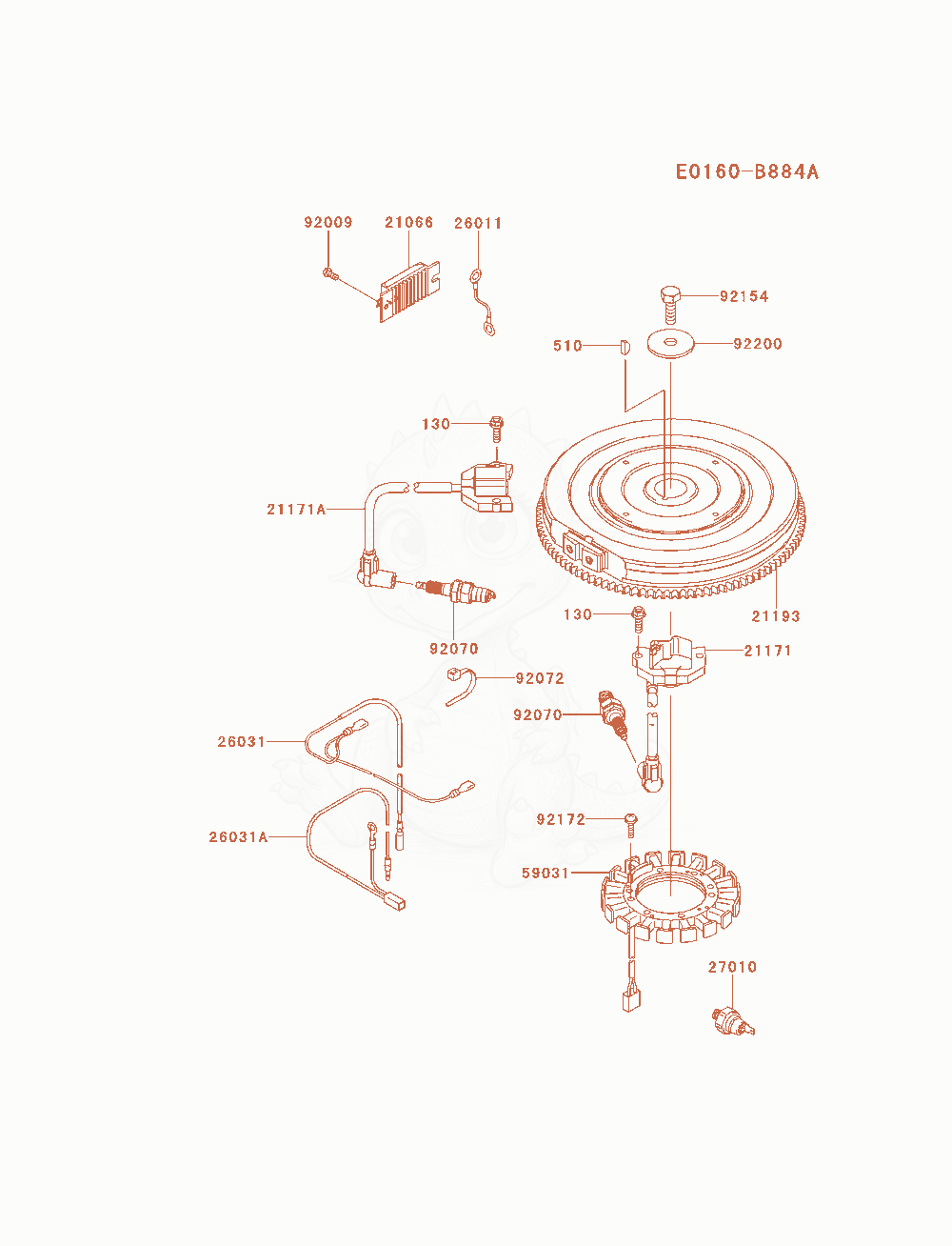 Exploded parts diagram of the Electric-Equipment of a Kawasaki FX921V-AS15 engine, with numbered balloons