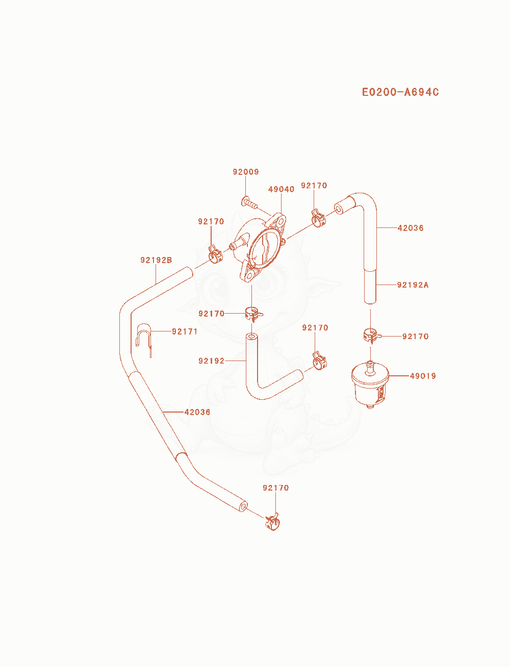 Exploded parts diagram of the Fuel-Tank / Fuel-Valve of a Kawasaki FX691V-AS08 engine, with numbered balloons