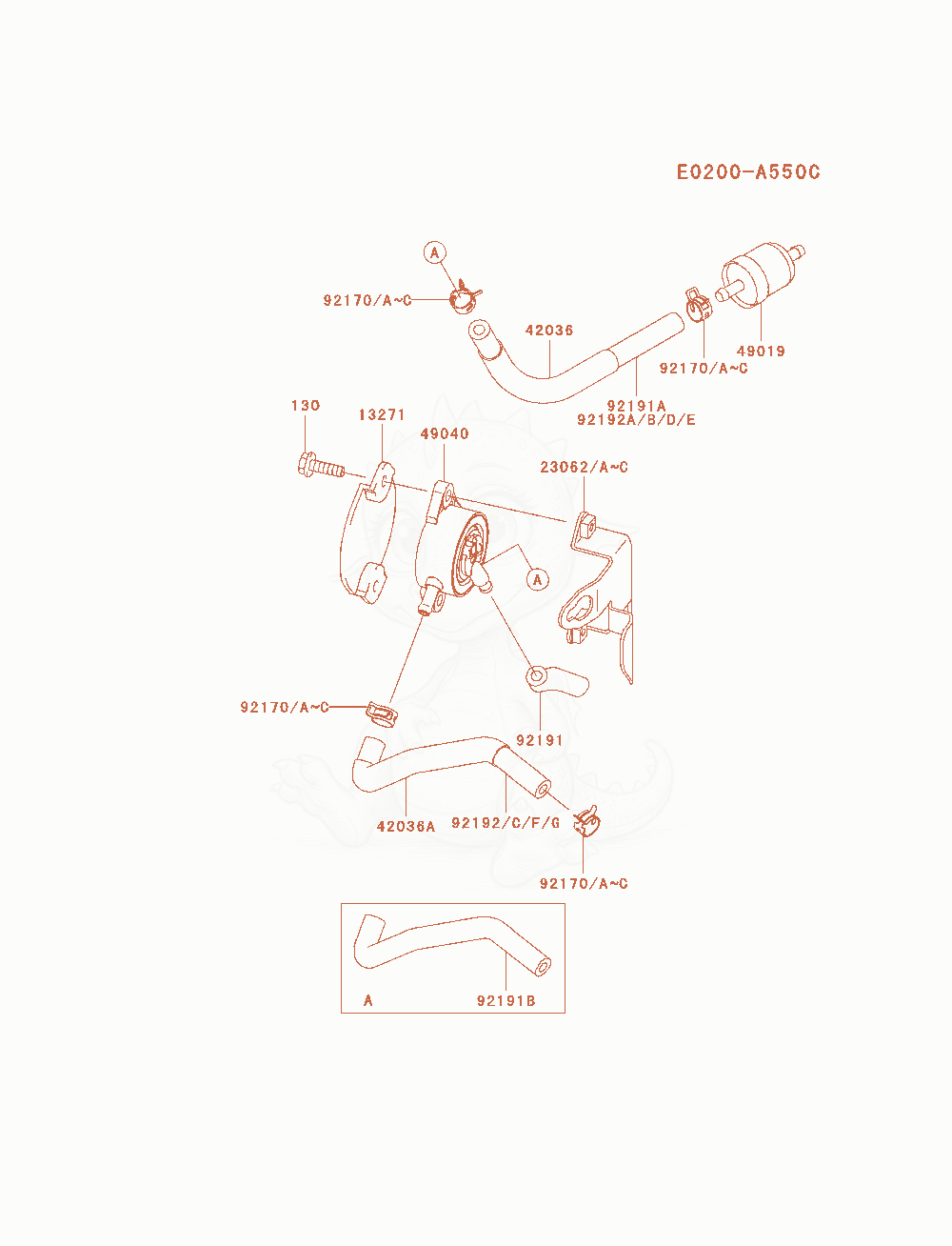 Exploded parts diagram of the Fuel-Tank / Fuel-Valve of a Kawasaki FH580V-AS34 engine, with numbered balloons