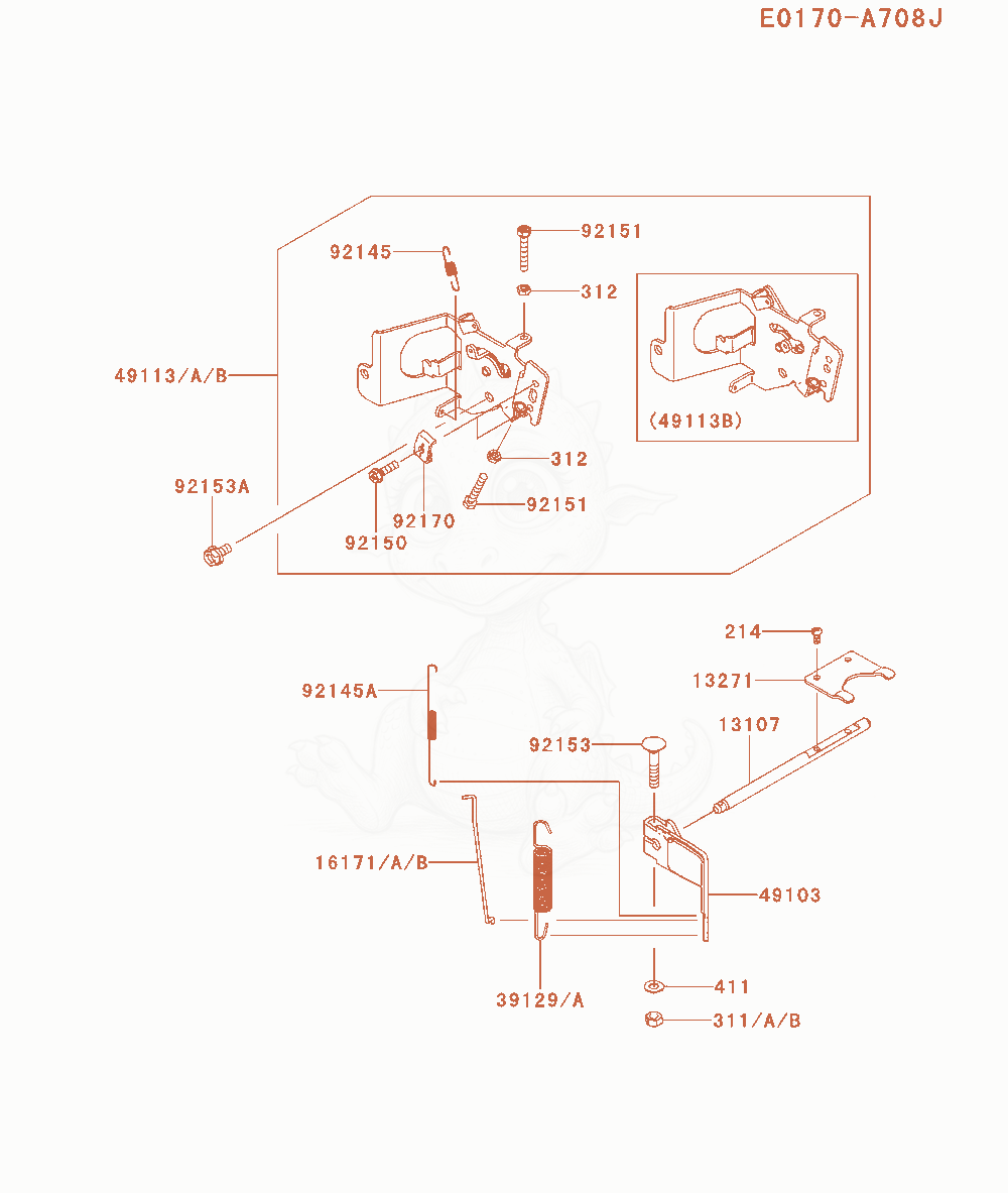 Despiece del Control-Equipment de un motor Kawasaki FX541V-BS01, con globos numerados