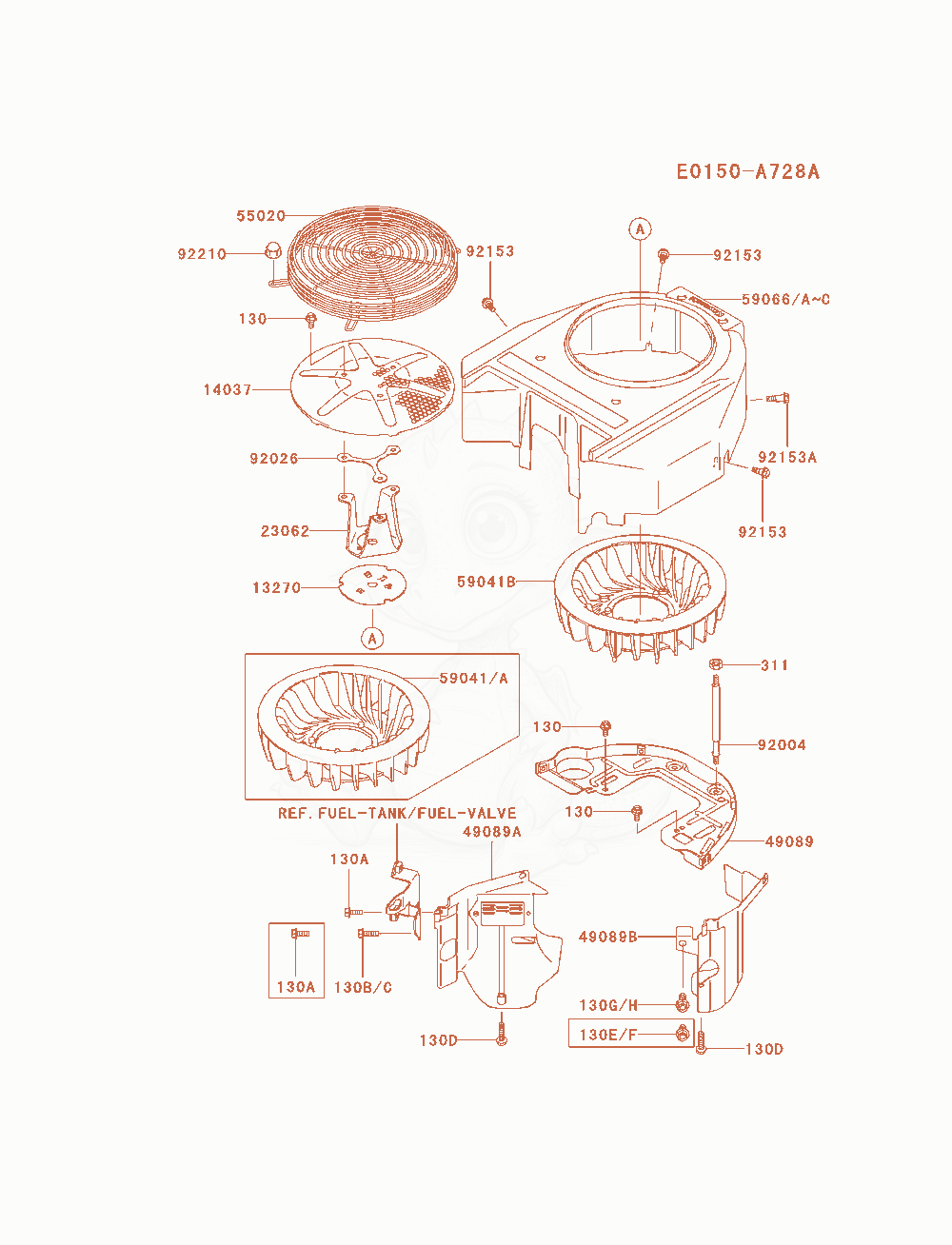 Exploded parts diagram of the Cooling-Equipment of a Kawasaki FH580V-AS29 engine, with numbered balloons