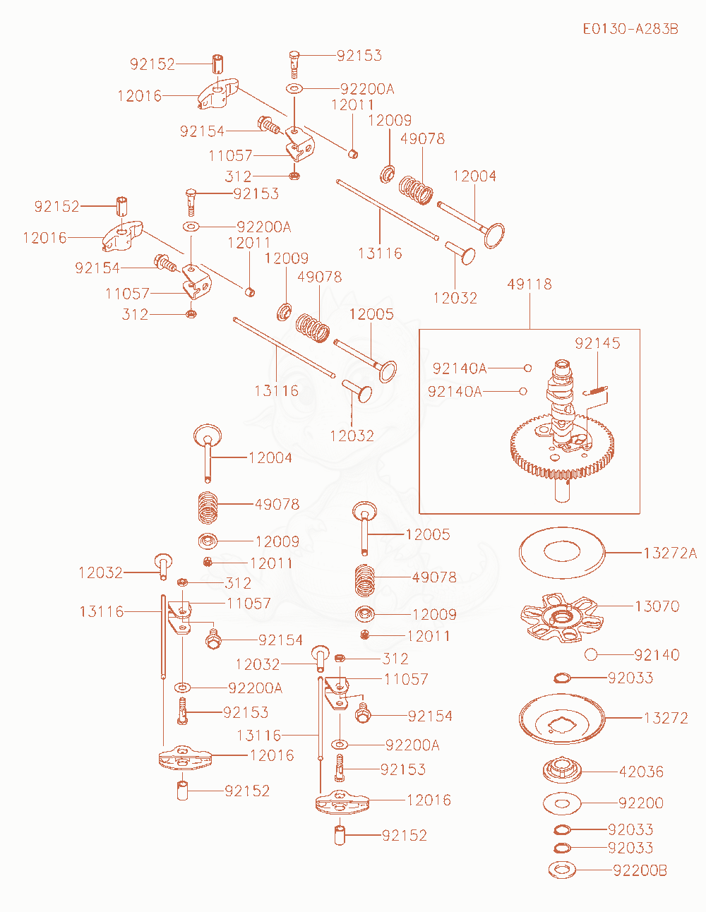 Exploded parts diagram of the Valve / Camshaft of a Kawasaki FR600V-AS23 engine, with numbered balloons