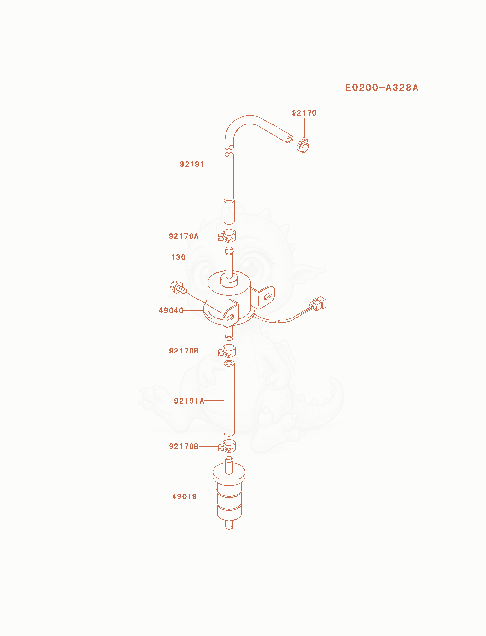 Despiece del Fuel-Tank / Fuel-Valve de un motor Kawasaki FD750D-AS04, con globos numerados