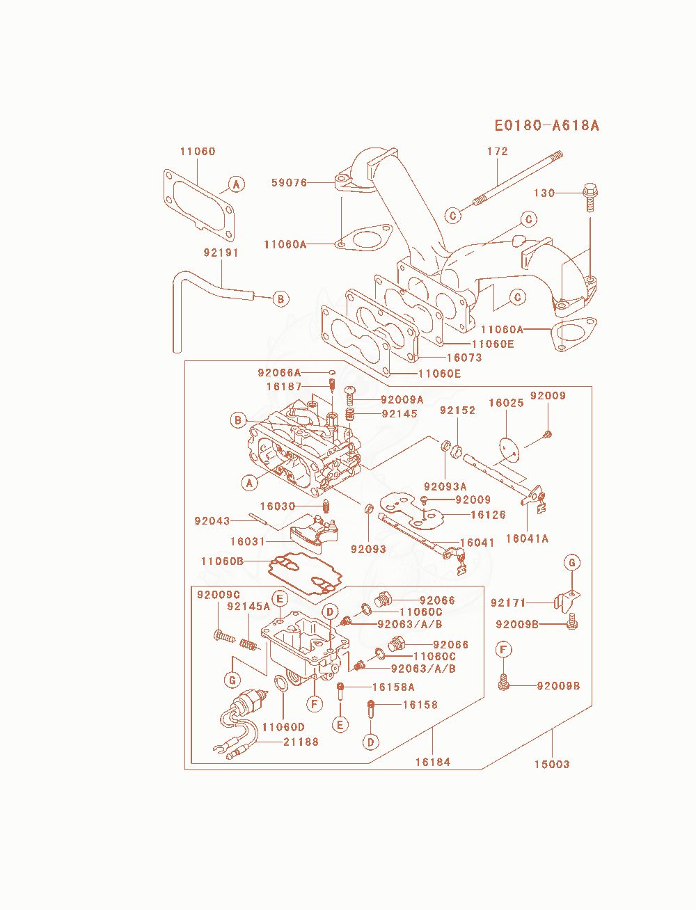 Exploded parts diagram of the Carburetor of a Kawasaki FH721V-AS26 engine, with numbered balloons