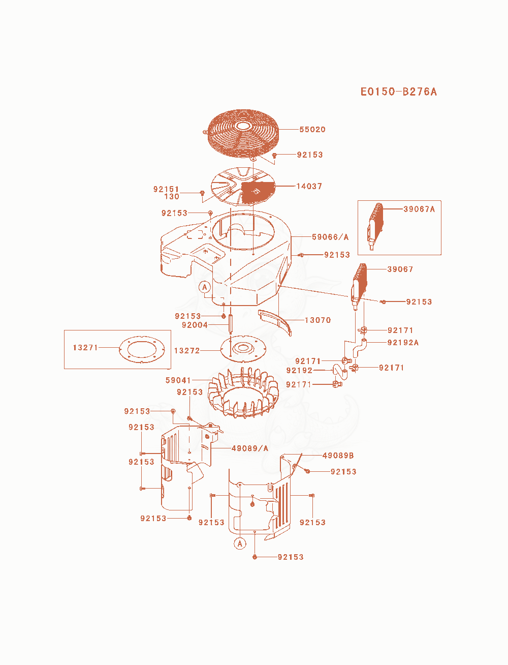 Exploded parts diagram of the Cooling-Equipment(As10) of a Kawasaki FXT00V-AS10 engine, with numbered balloons