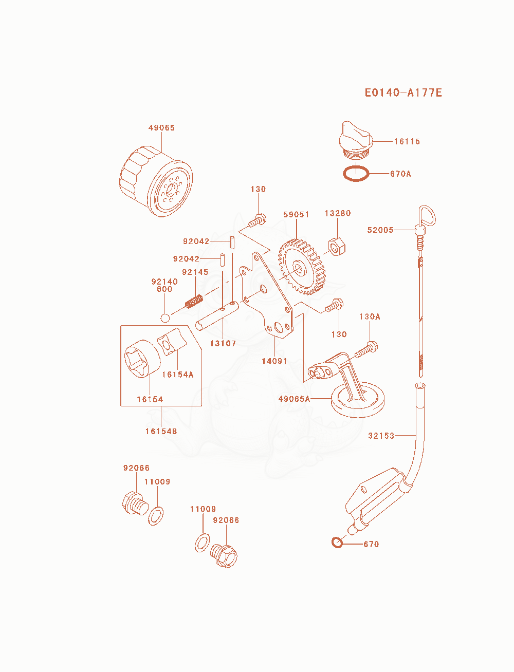 Despiece del Lubrication-Equipment de un motor Kawasaki FD851D-MS01, con globos numerados