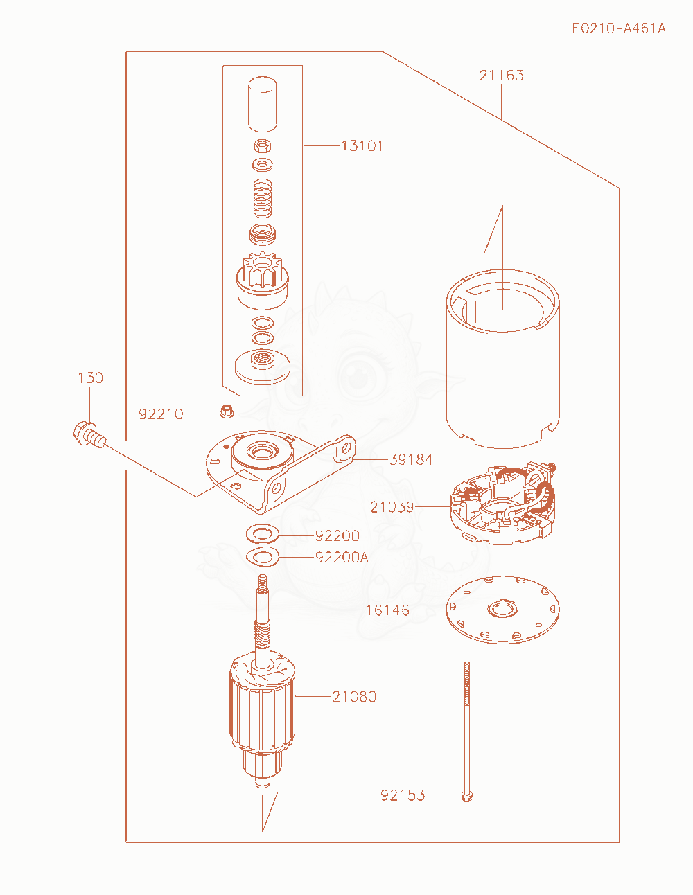 Exploded parts diagram of the Starter of a Kawasaki FH721D-GS08 engine, with numbered balloons