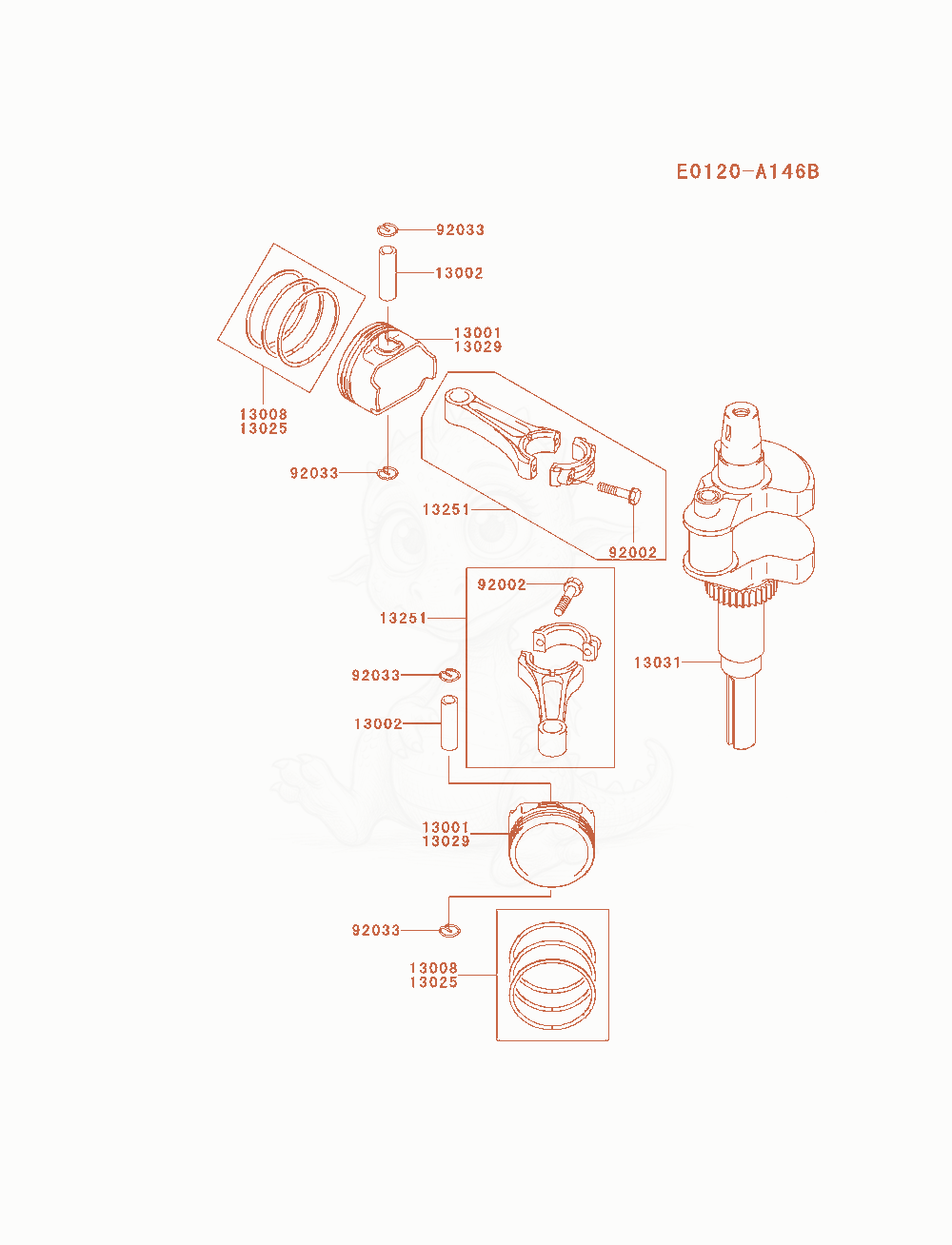 Exploded parts diagram of the Piston / Crankshaft of a Kawasaki FH721V-AS09 engine, with numbered balloons