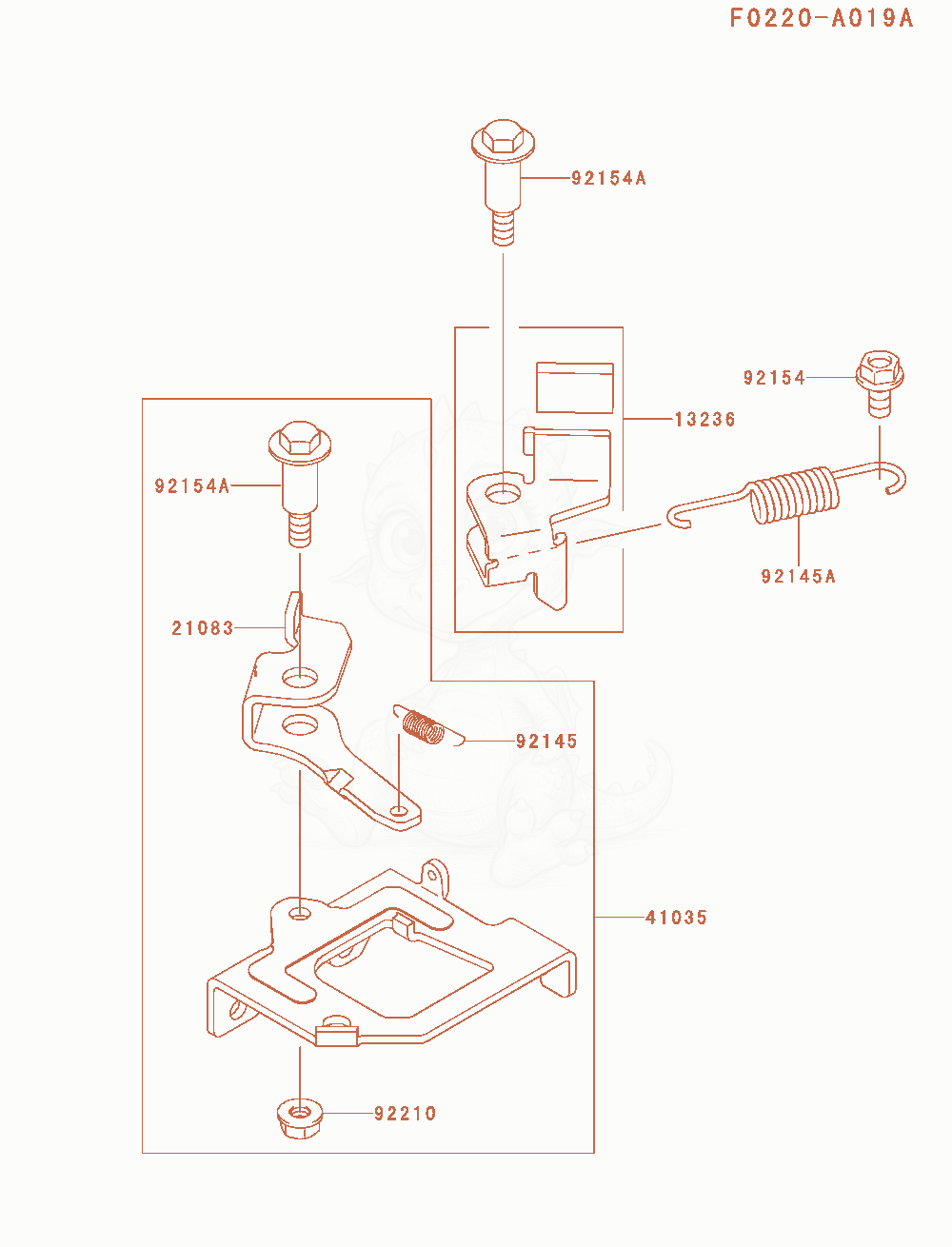 Exploded parts diagram of the Brake / Cover of a Kawasaki FJ180V-AM29 engine, with numbered balloons
