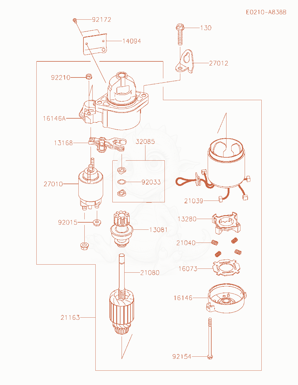 Exploded parts diagram of the Starter of a Kawasaki FX730V-AR19 engine, with numbered balloons