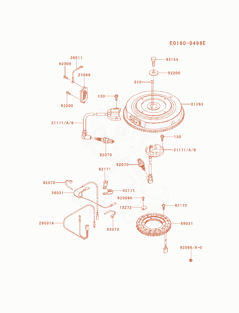 Despiece del Electric-Equipment de un motor Kawasaki FS730V-AS06, con globos numerados