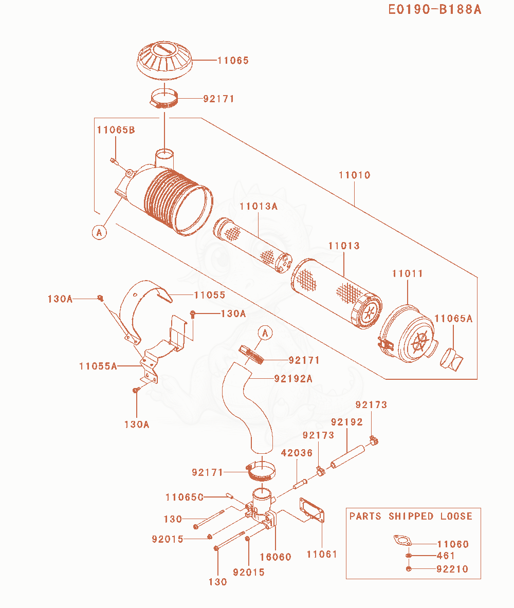 Exploded parts diagram of the Air-Filter / Muffler of a Kawasaki FX651V-AS04 engine, with numbered balloons
