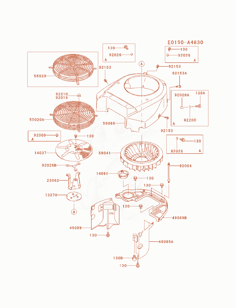 Exploded parts diagram of the Cooling-Equipment of a Kawasaki FH721V-AS15 engine, with numbered balloons