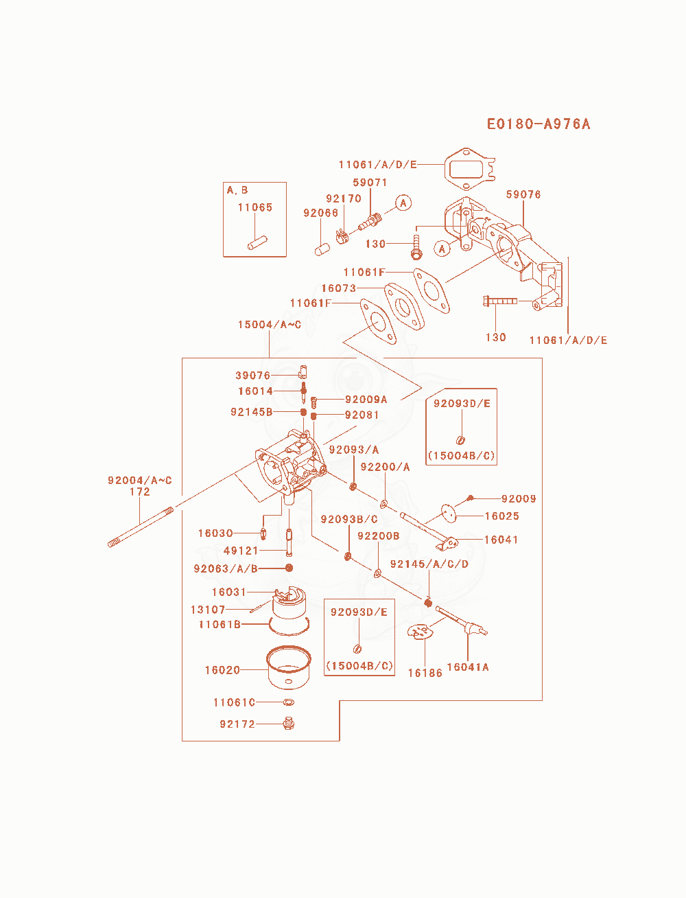 Exploded parts diagram of the Carburetor of a Kawasaki FS481V-AS06 engine, with numbered balloons