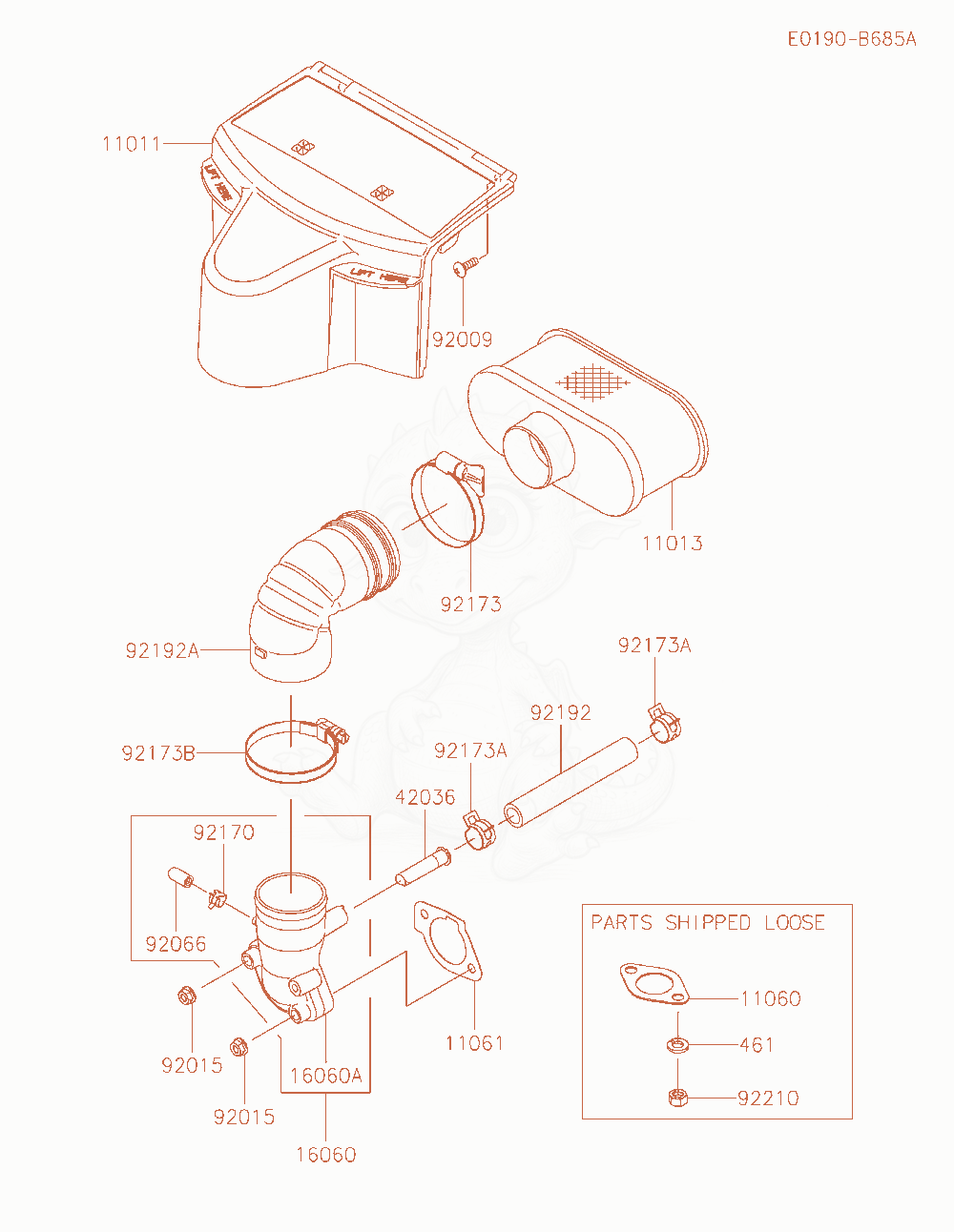 Exploded parts diagram of the Air-Filter / Muffler of a Kawasaki FR730V-AS37 engine, with numbered balloons