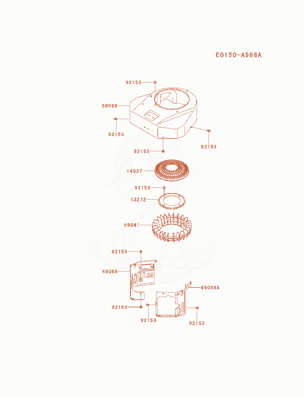 Exploded parts diagram of the Cooling-Equipment of a Kawasaki FX600V-AS01 engine, with numbered balloons