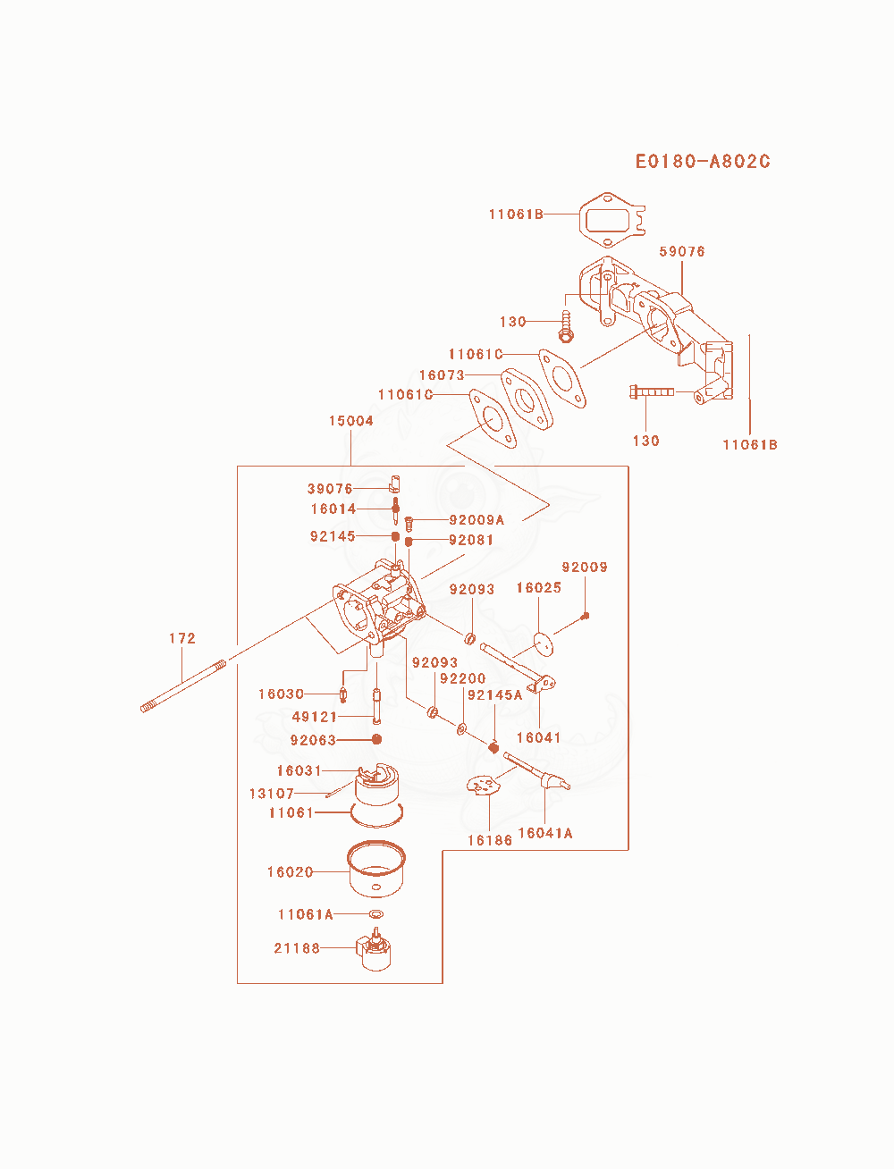 Exploded parts diagram of the Carburetor of a Kawasaki FX541V-AS04 engine, with numbered balloons