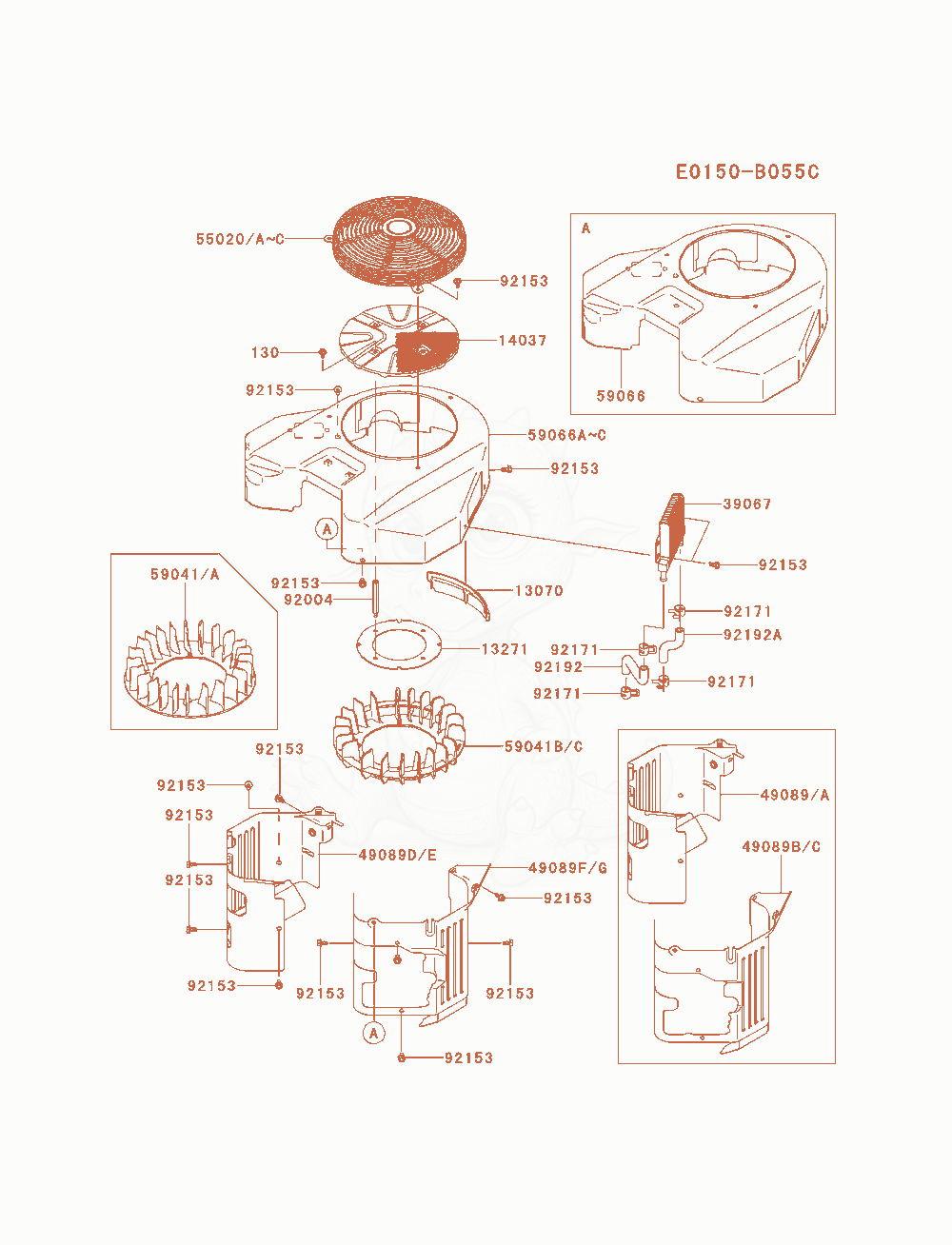 Exploded parts diagram of the Cooling-Equipment of a Kawasaki FXT00V-AS00 engine, with numbered balloons