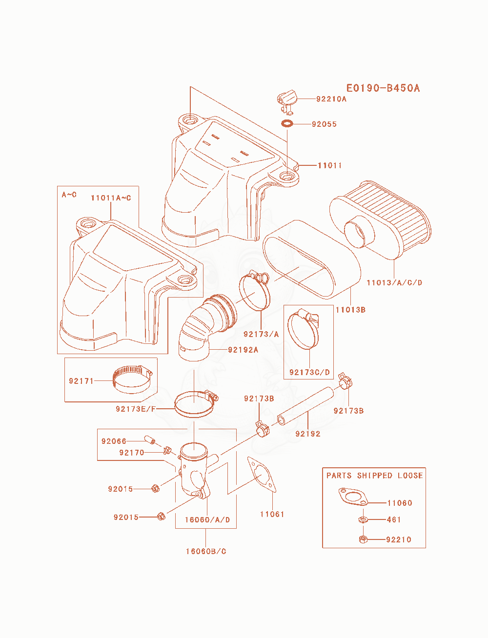 Exploded parts diagram of the Air-Filter / Muffler of a Kawasaki FS481V-AS04 engine, with numbered balloons
