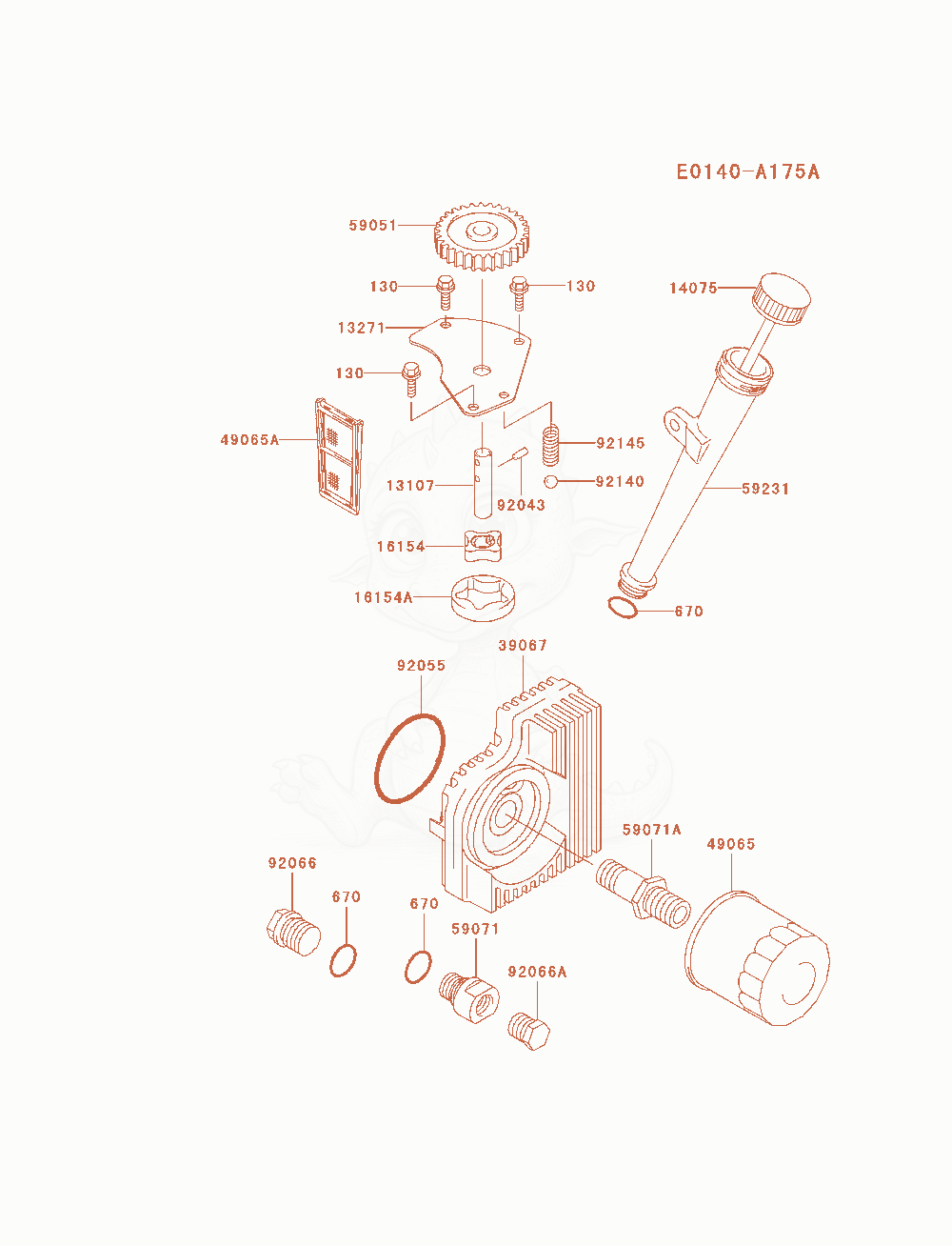 Despiece del Lubrication-Equipment de un motor Kawasaki FH721V-AS09, con globos numerados