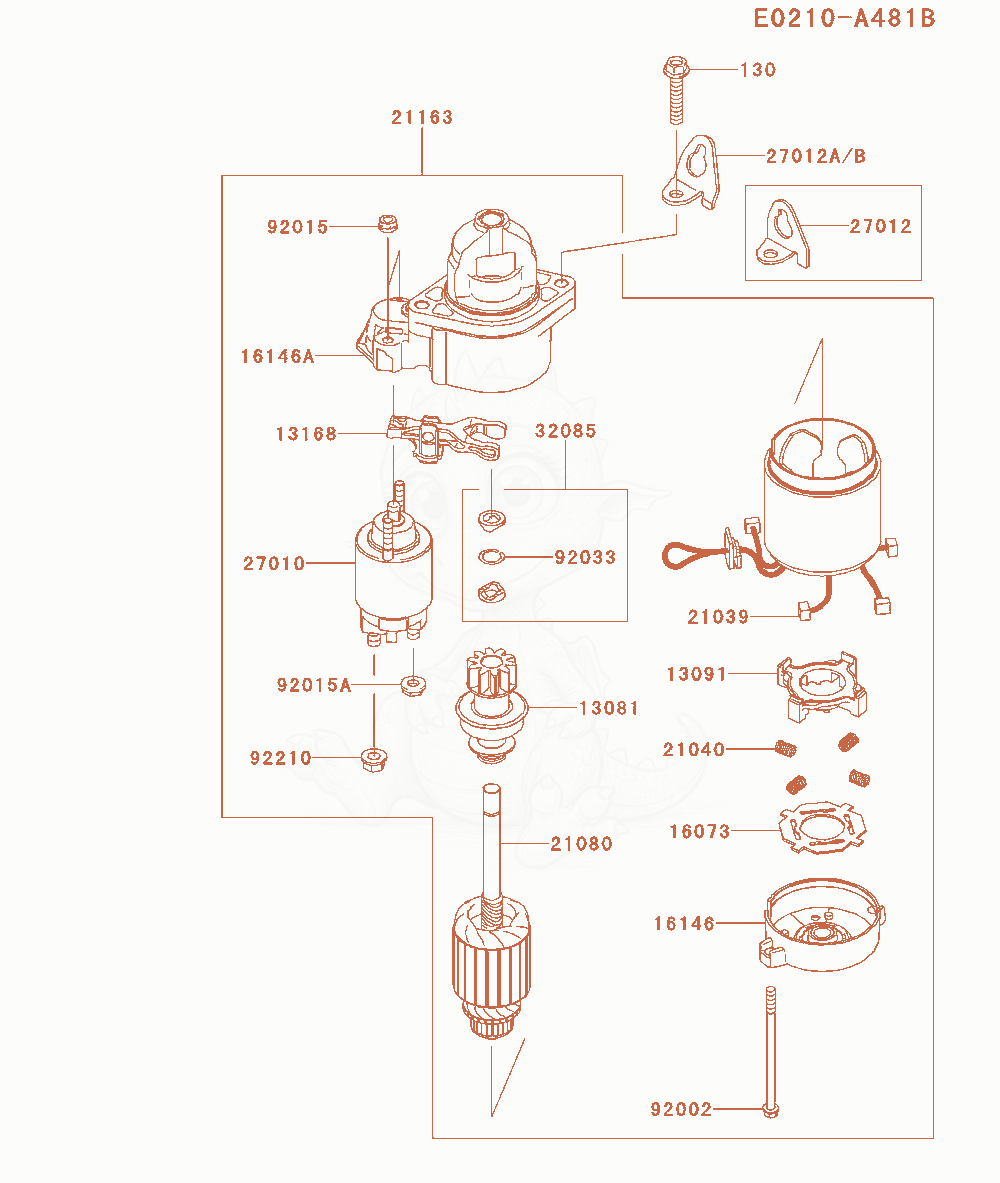 Exploded parts diagram of the Starter of a Kawasaki FX651V-BS00 engine, with numbered balloons