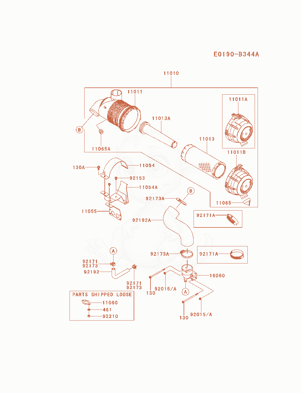 Exploded parts diagram of the Air-Filter / Muffler of a Kawasaki FX850V-AS07 engine, with numbered balloons