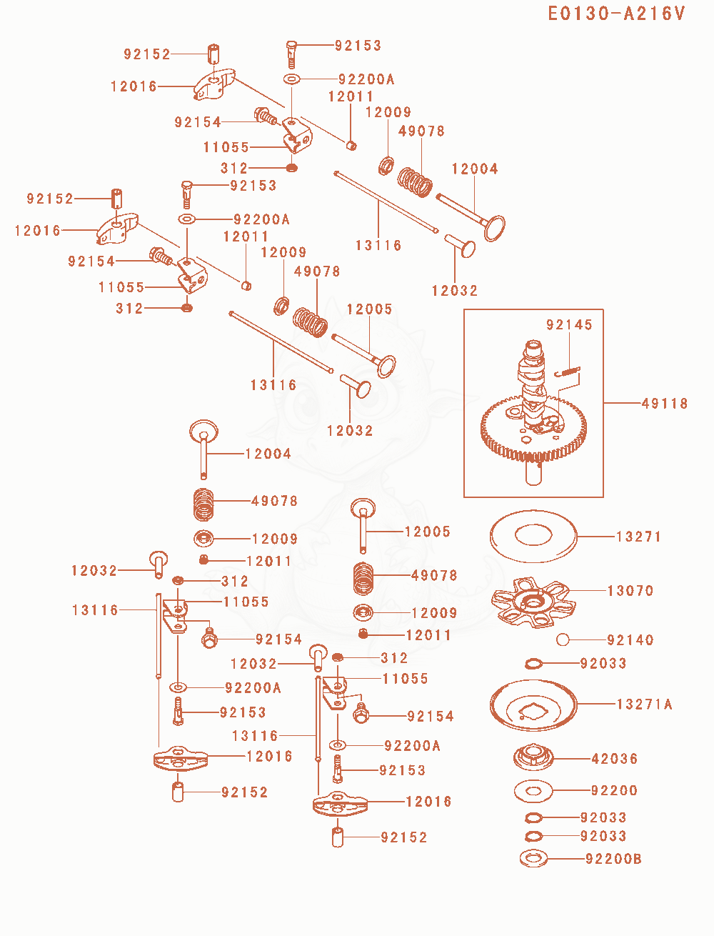 Exploded parts diagram of the Valve / Camshaft of a Kawasaki FS600V-CS34 engine, with numbered balloons