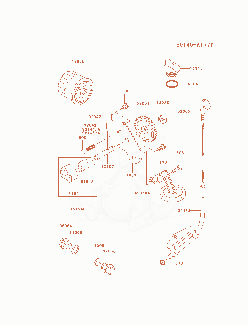 Despiece del Lubrication-Equipment de un motor Kawasaki FD791D-AS04, con globos numerados