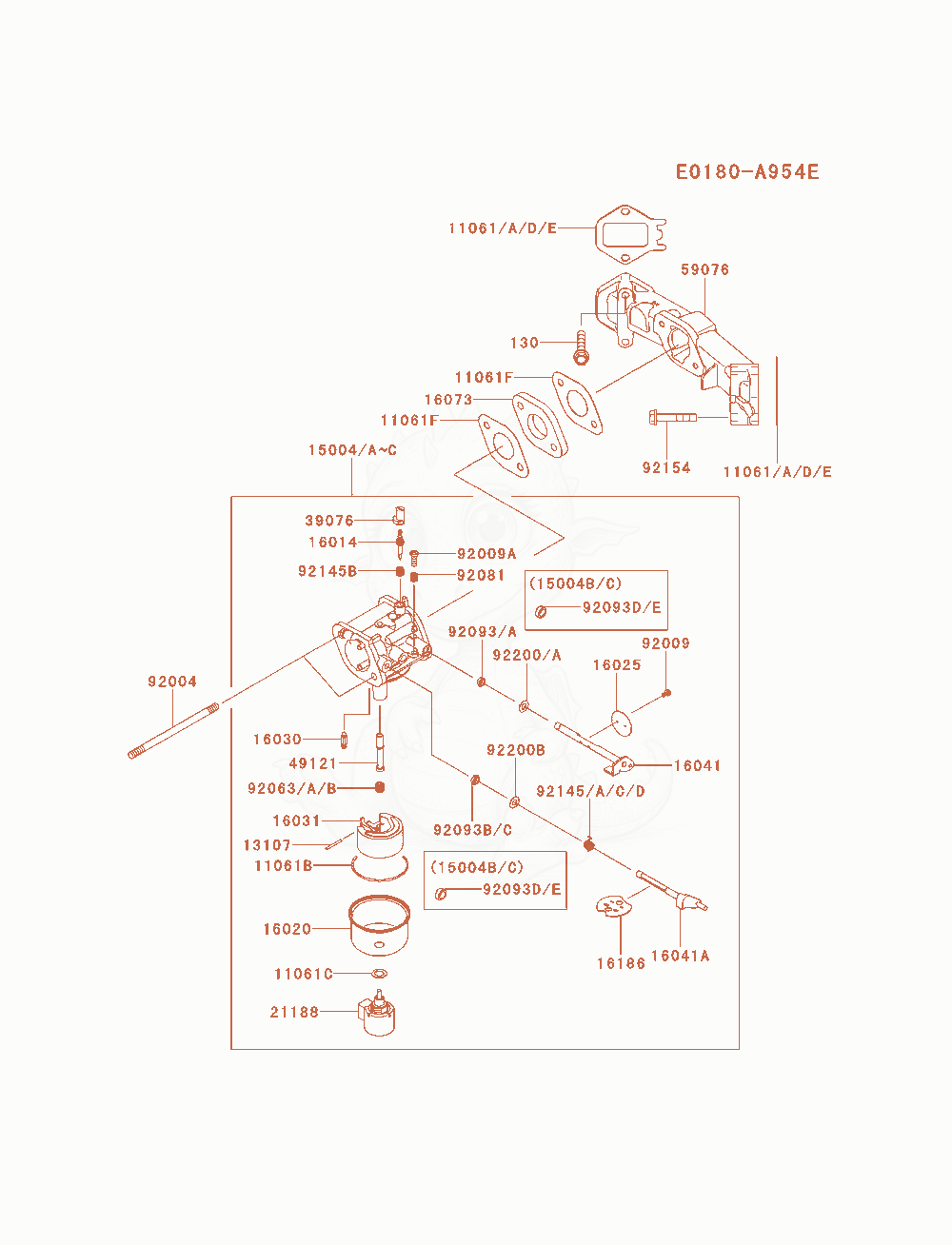 Exploded parts diagram of the Carburetor of a Kawasaki FS481V-AS07 engine, with numbered balloons