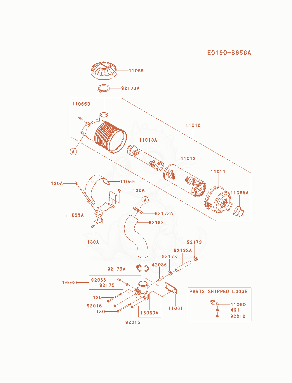 Exploded parts diagram of the Air-Filter / Muffler of a Kawasaki FX691V-AS20 engine, with numbered balloons