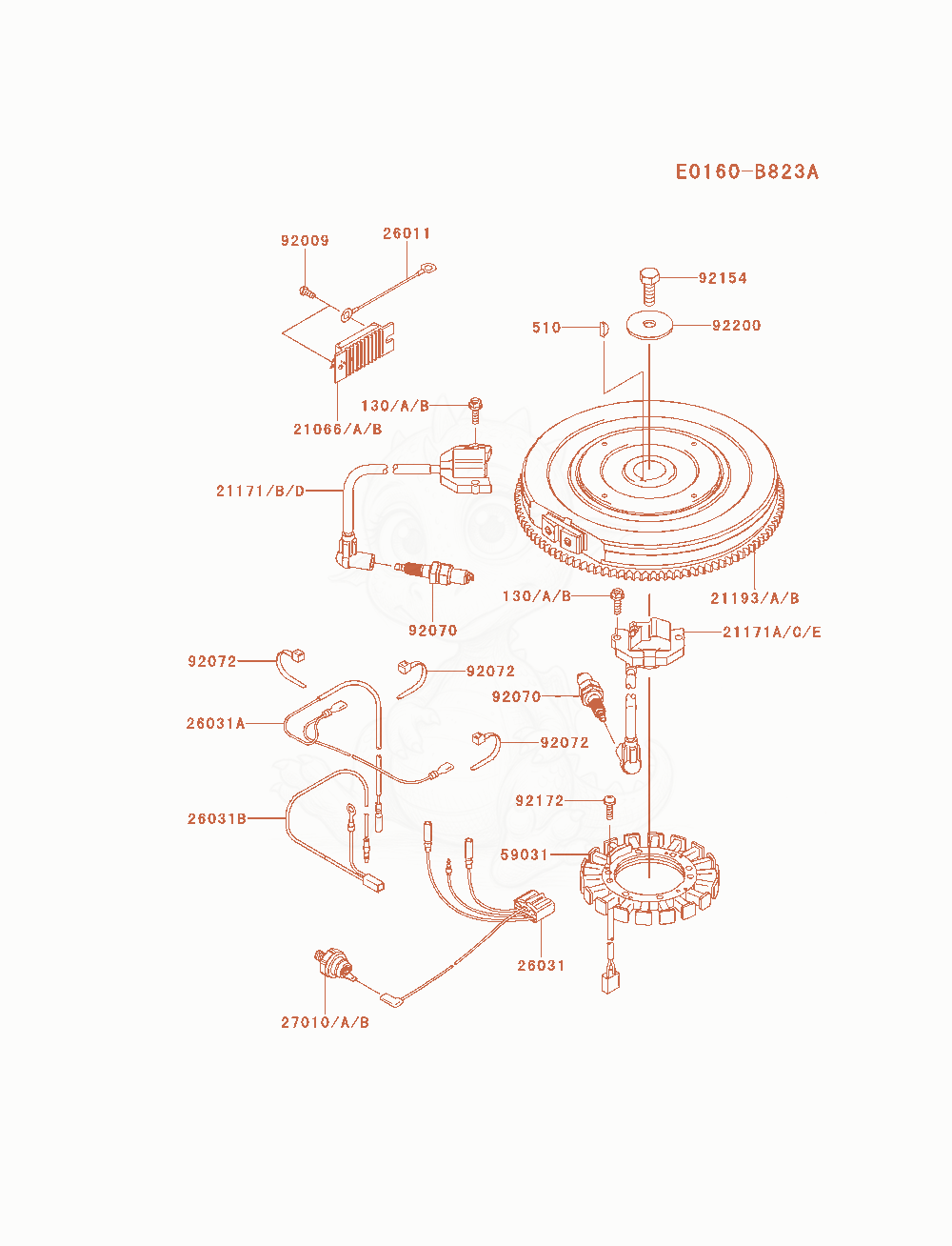 Exploded parts diagram of the Electric-Equipment of a Kawasaki FXT00V-AS15 engine, with numbered balloons
