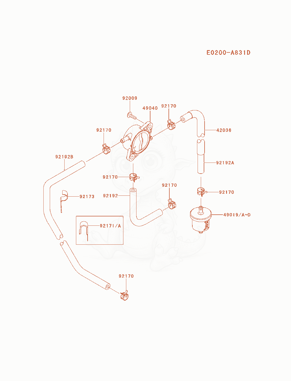 Exploded parts diagram of the Fuel-Tank / Fuel-Valve of a Kawasaki FX651V-AS08 engine, with numbered balloons
