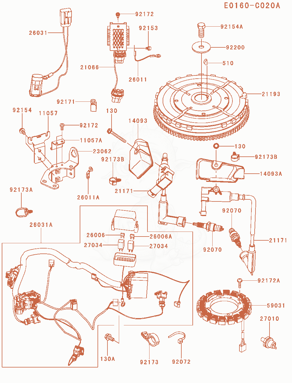 Exploded parts diagram of the Electric-Equipment of a Kawasaki FX850V-AR31 engine, with numbered balloons