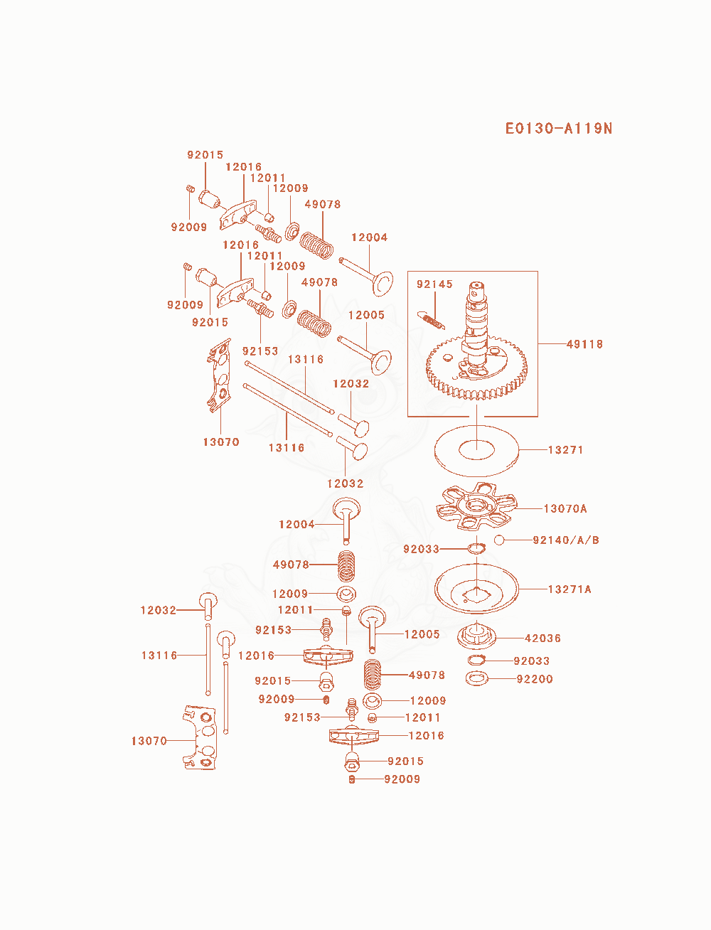 Exploded parts diagram of the Valve / Camshaft of a Kawasaki FH580V-AS40 engine, with numbered balloons