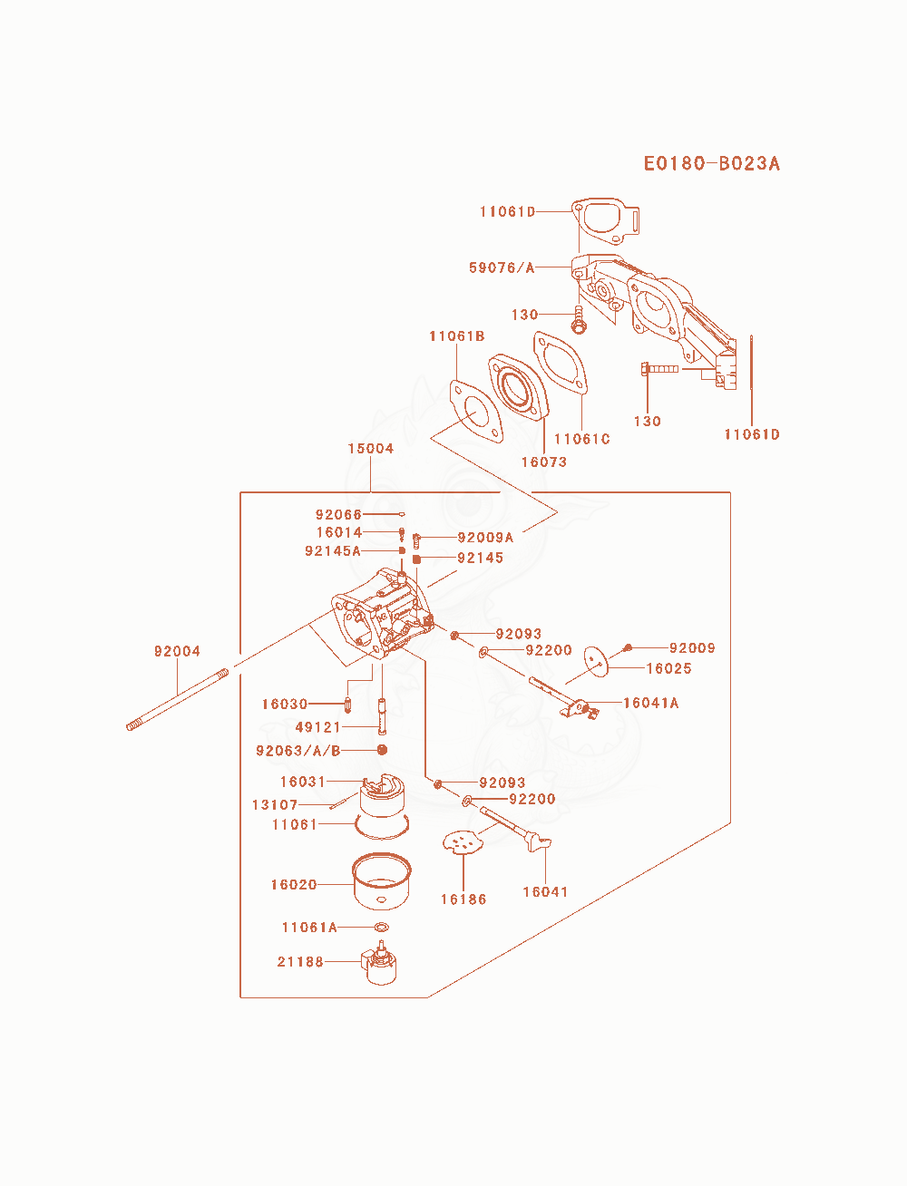 Exploded parts diagram of the Carburetor of a Kawasaki FR730V-AS19 engine, with numbered balloons