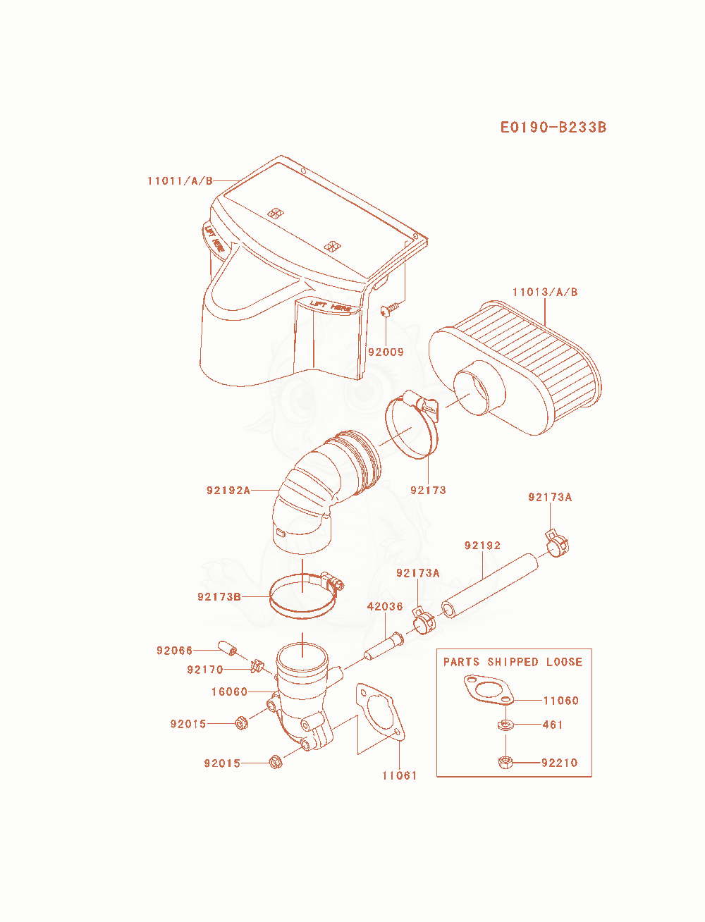 Exploded parts diagram of the Air-Filter / Muffler of a Kawasaki FR691V-AS17 engine, with numbered balloons