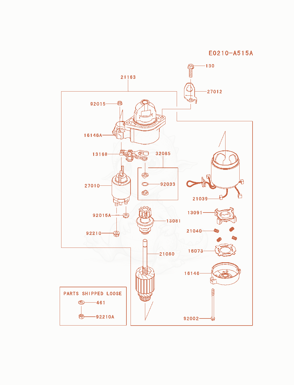 Exploded parts diagram of the Starter of a Kawasaki FX801V-BS07 engine, with numbered balloons
