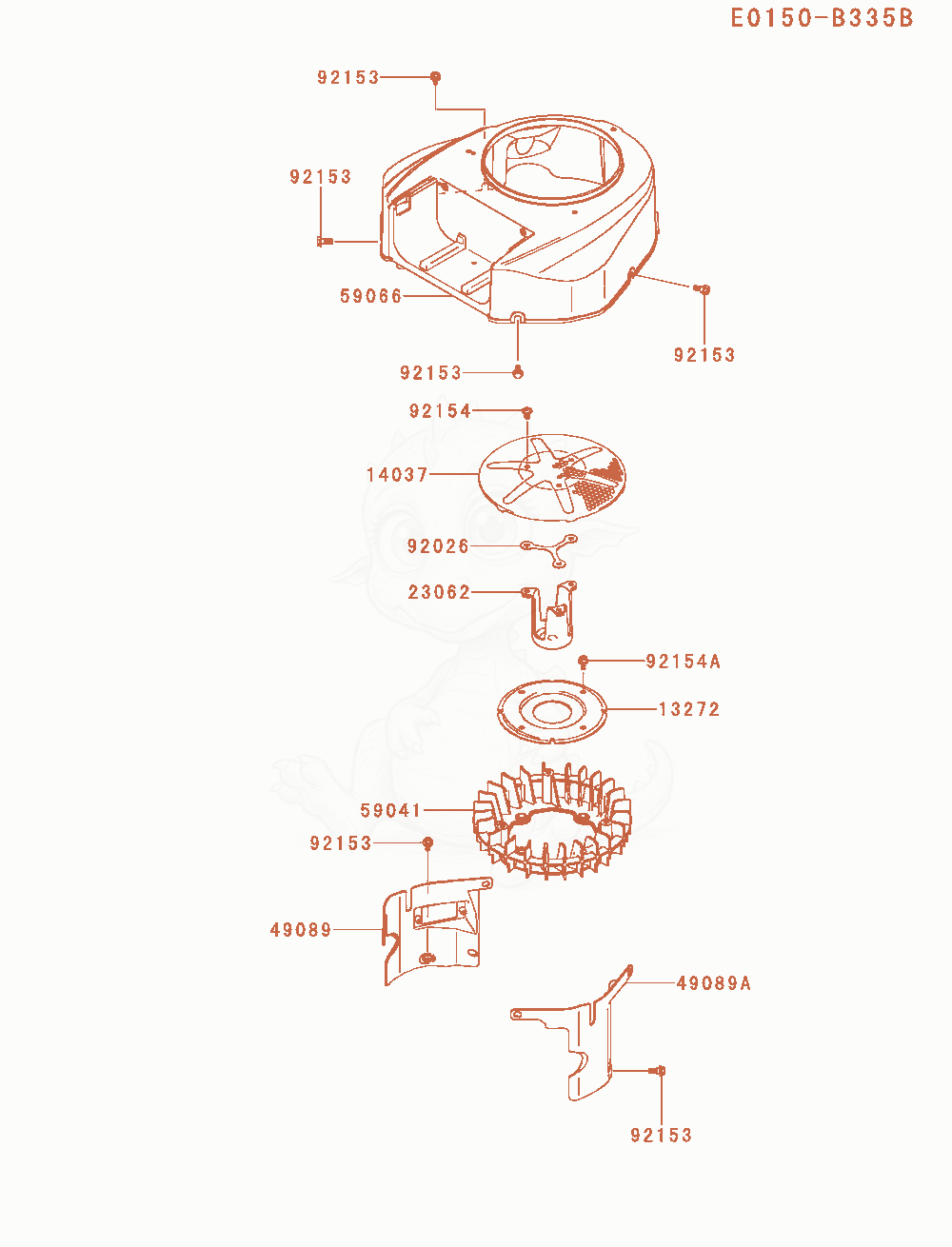 Exploded parts diagram of the Cooling-Equipment of a Kawasaki FR600V-AS52 engine, with numbered balloons