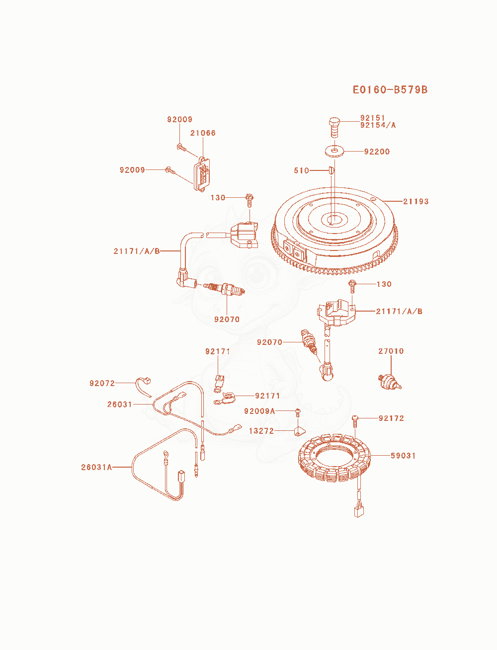 Despiece del Electric-Equipment de un motor Kawasaki FX651V-AS05, con globos numerados